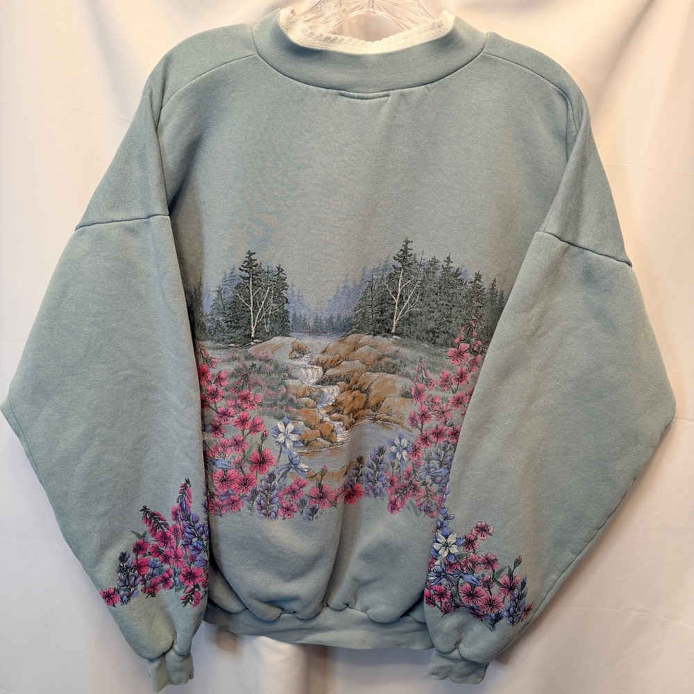 Vintage 90s Art Unlimited Size XL All Over Print Minnesota Sweatshirt Green - Picture 4 of 12